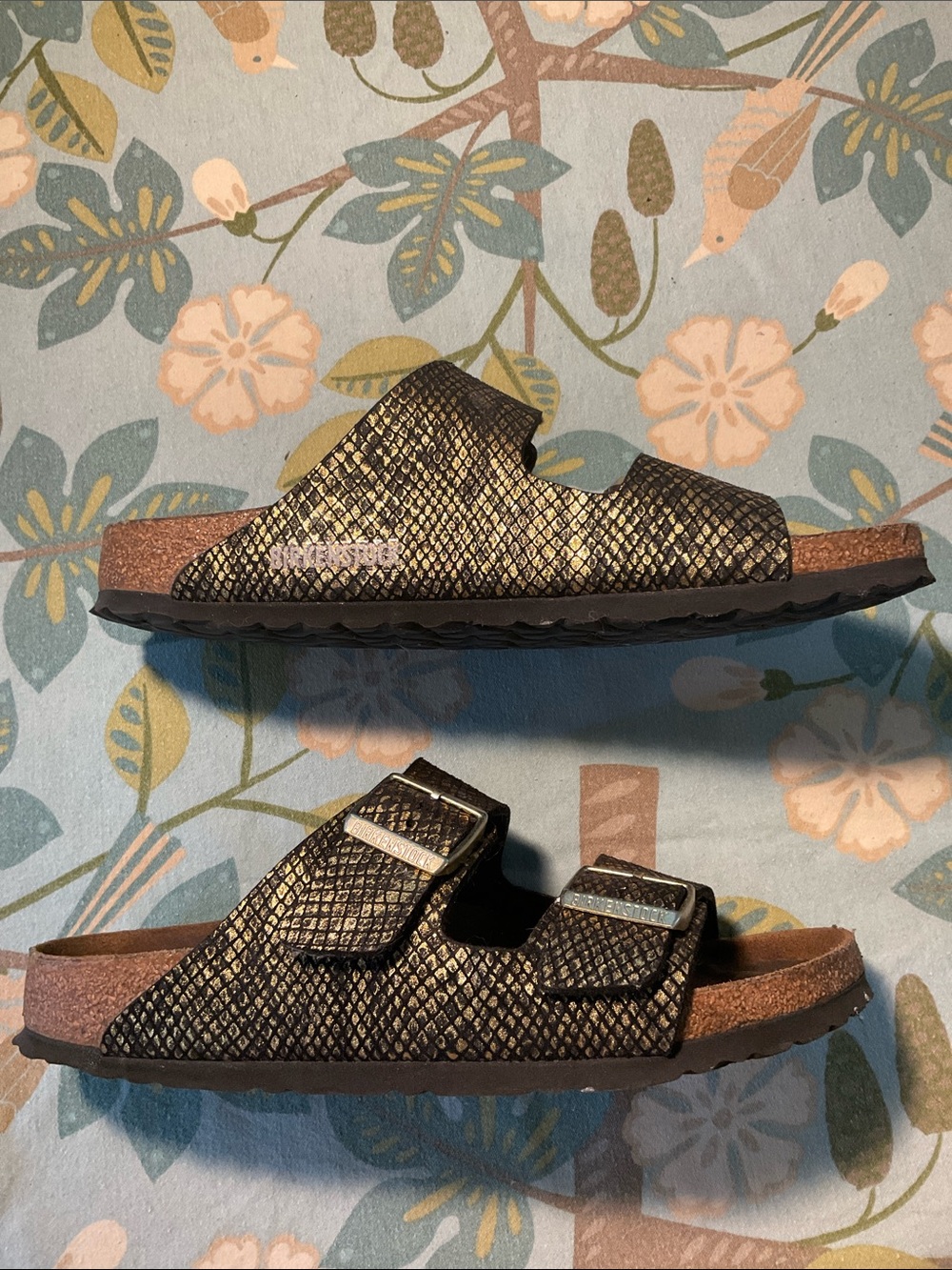 Birkenstock Arizona sandals, gold & black - Picture 2 of 6